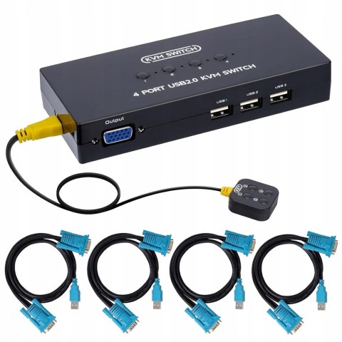 Przełącznik VGA KVM 4 port, USB